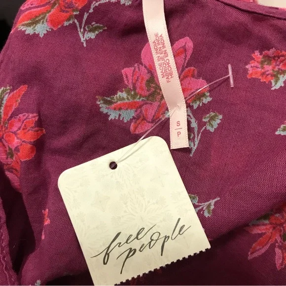 Free People Floral Amanda Ruffle Long Sleeve Blouse - Picture 8 of 9